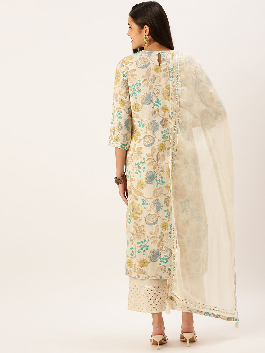 Women's Off White Printed Kurta Set