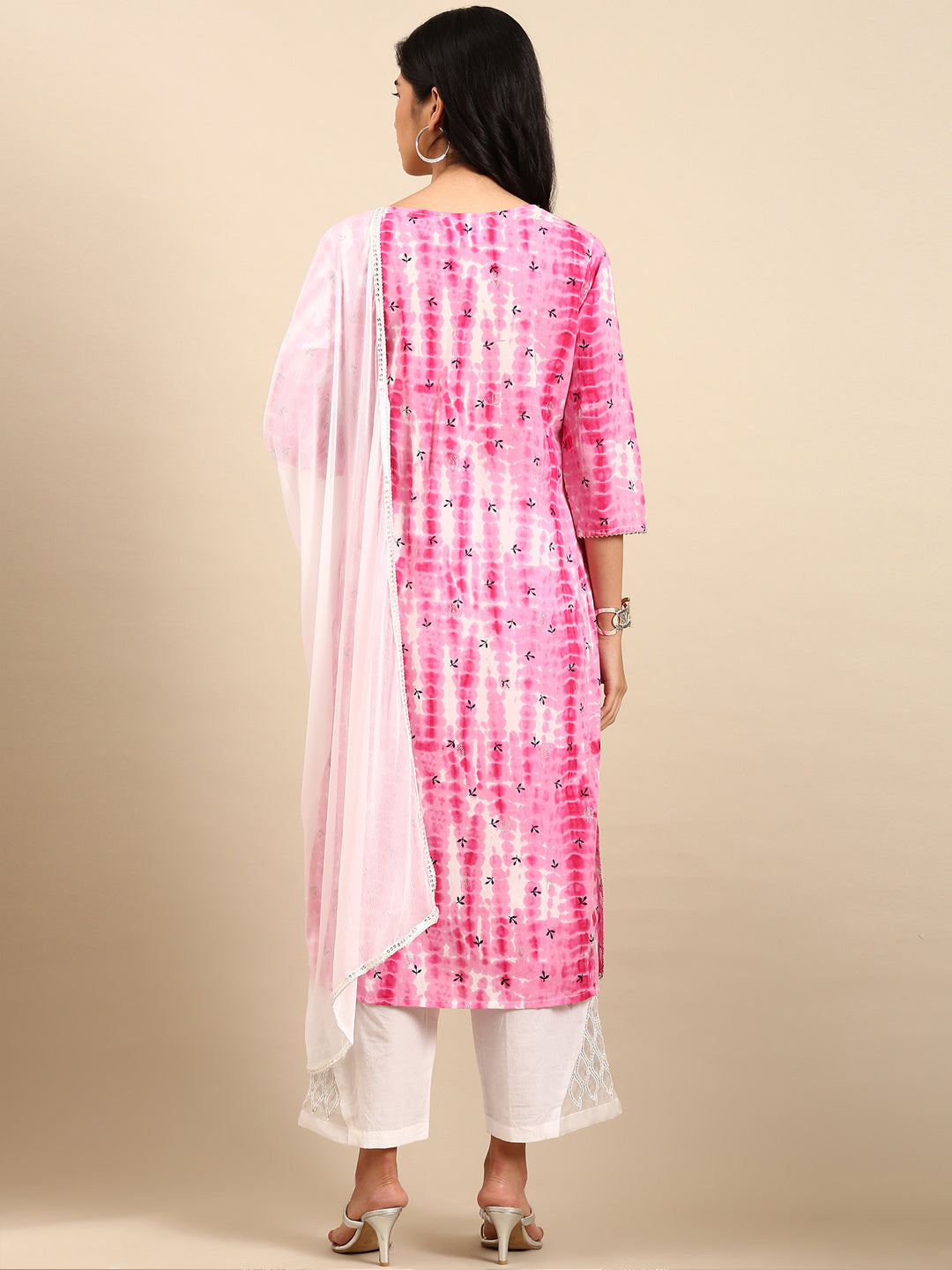 Women's Pink Tie Dye Kurta Set