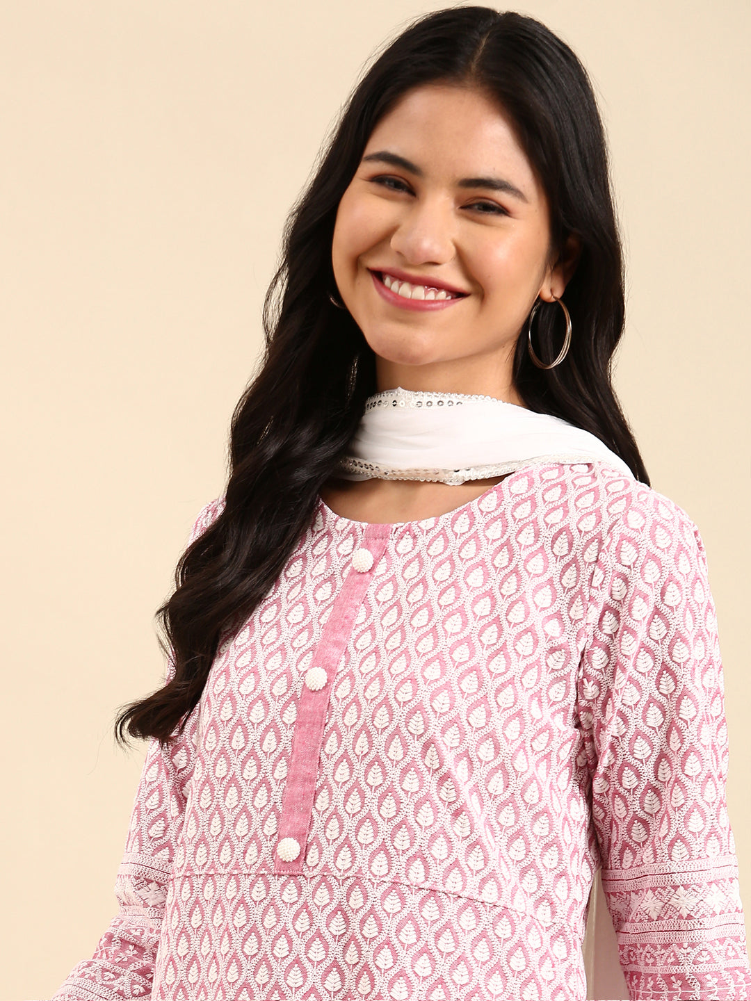 Women's Pink Embroidered Kurta Set