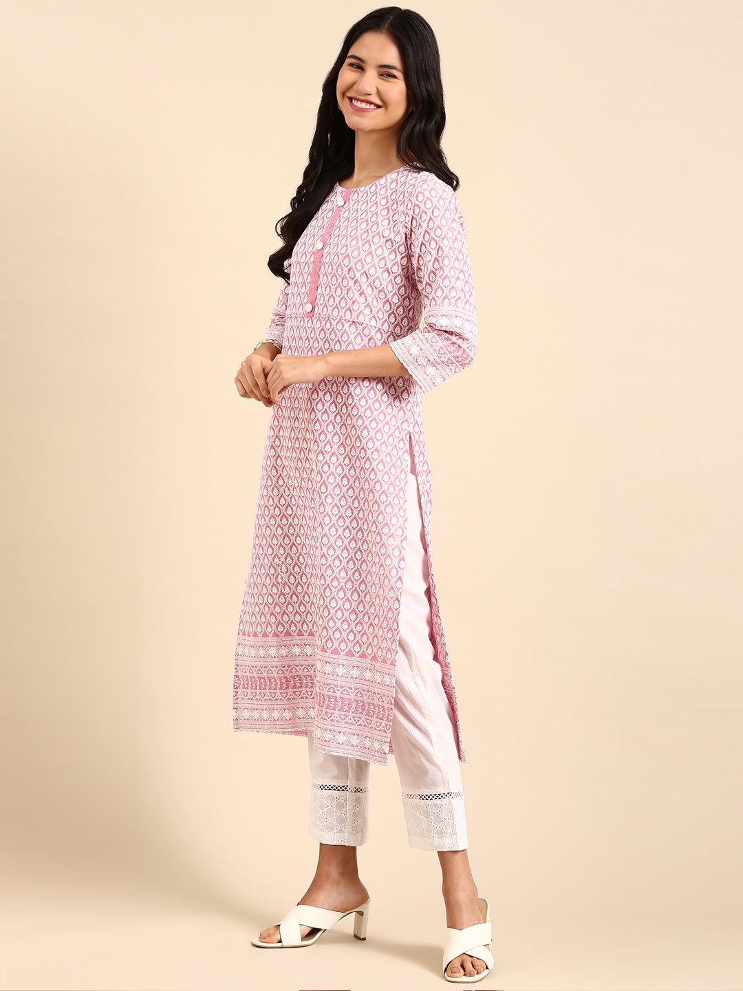 Women's Pink Embroidered Kurta Set