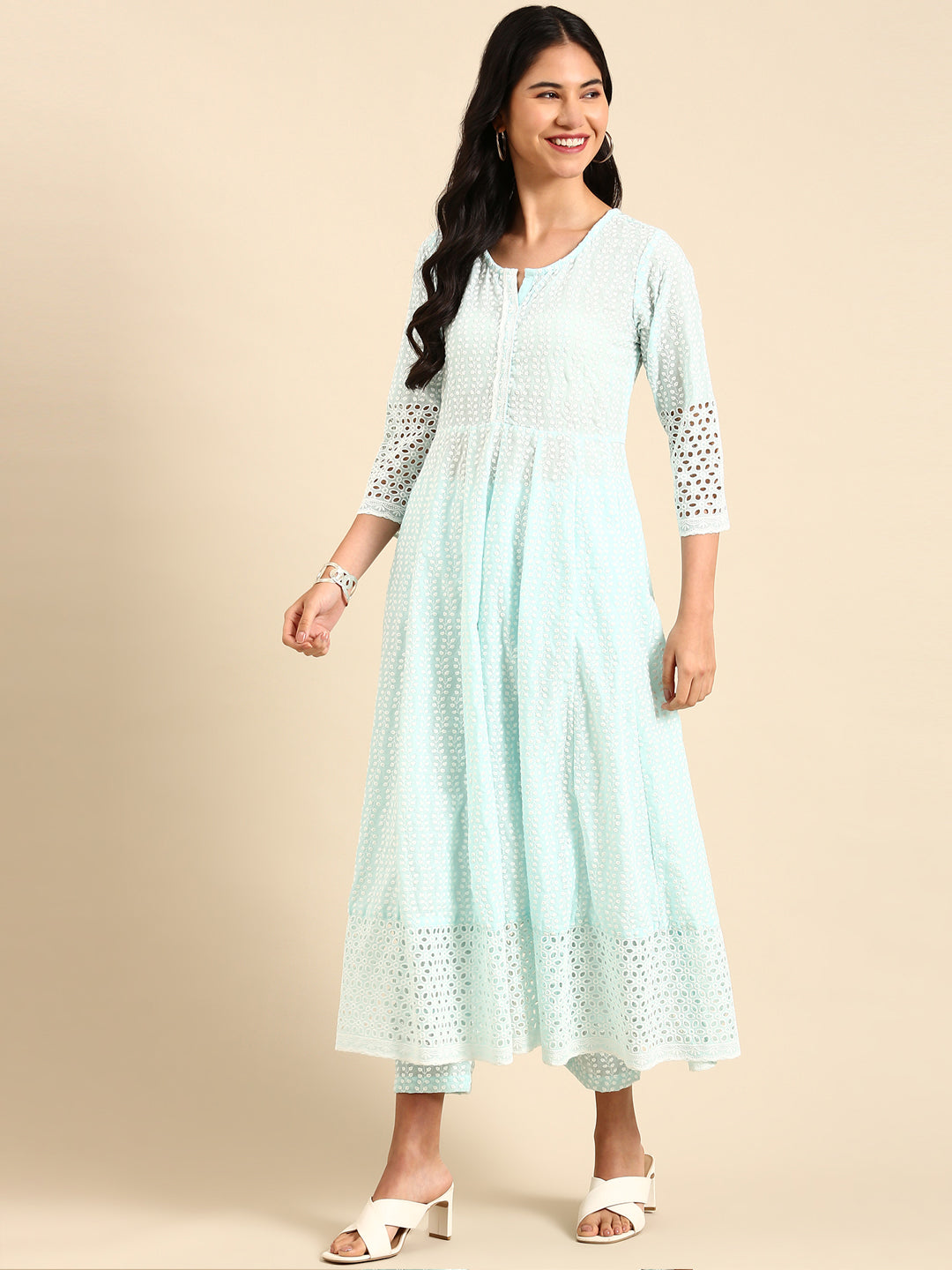 Women's Blue Solid Kurta Set