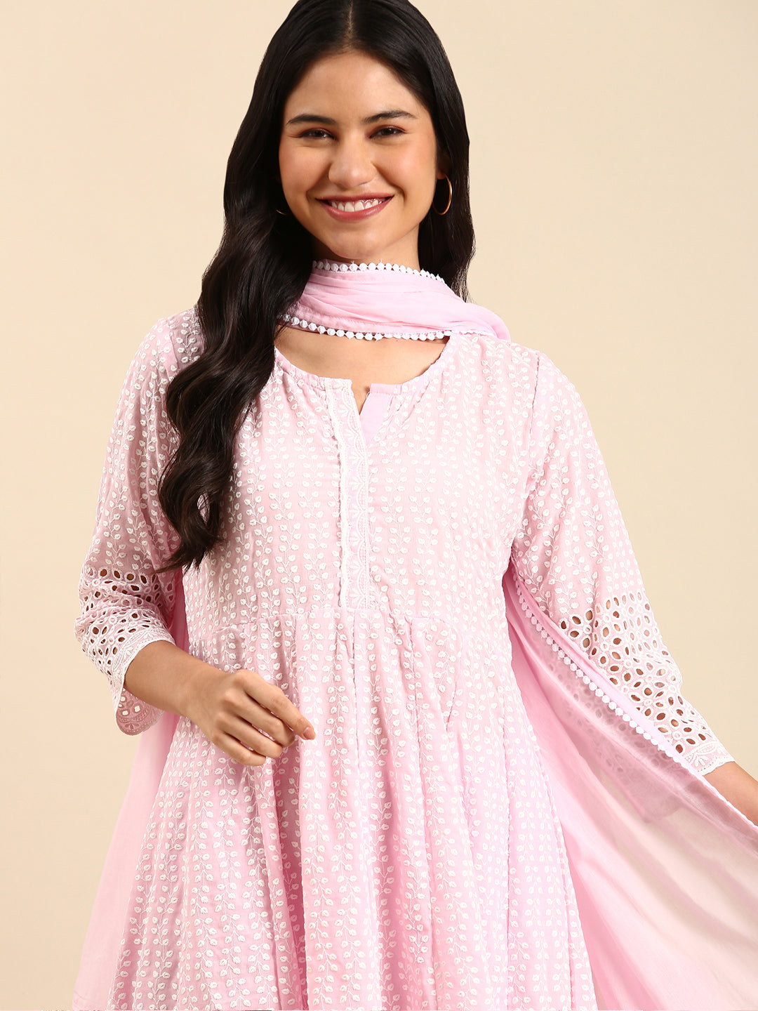 Women's Pink Solid Kurta Set