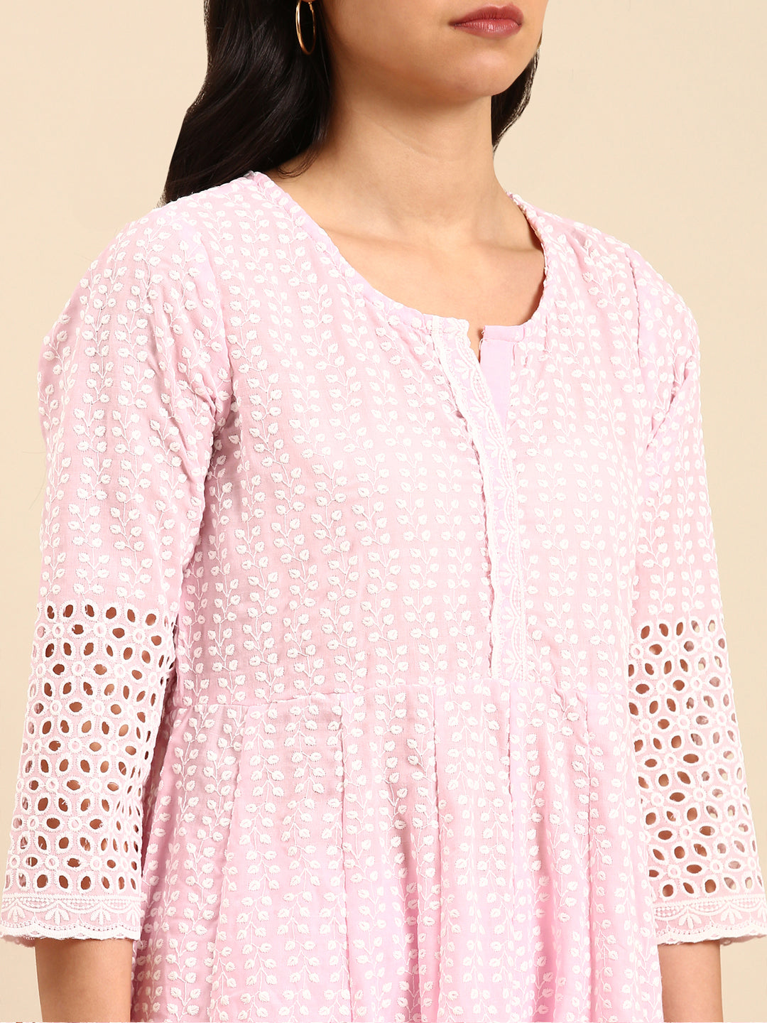 Women's Pink Solid Kurta Set