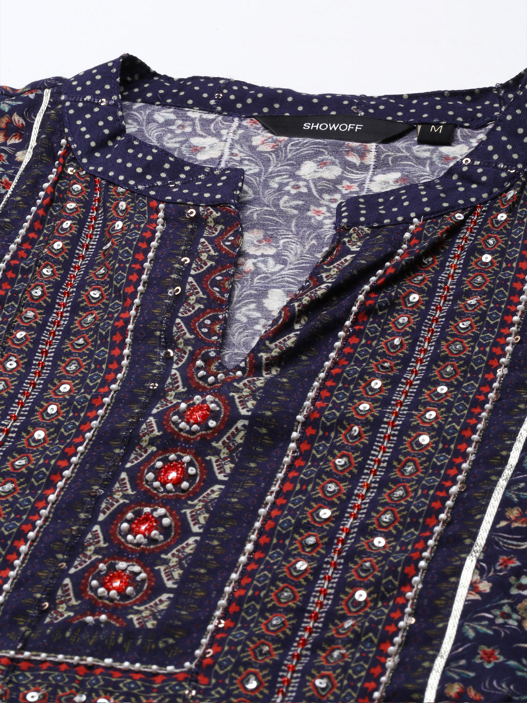 Women's Navy Blue Printed Kurta Set