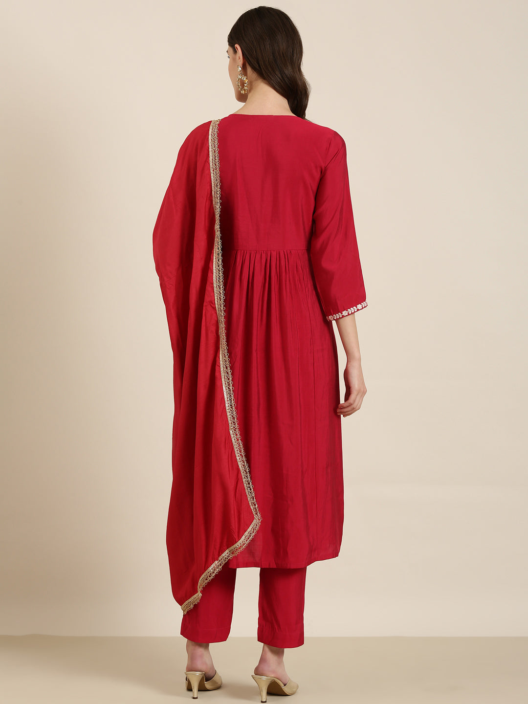 Women Fuchsia Solid Kurta Set