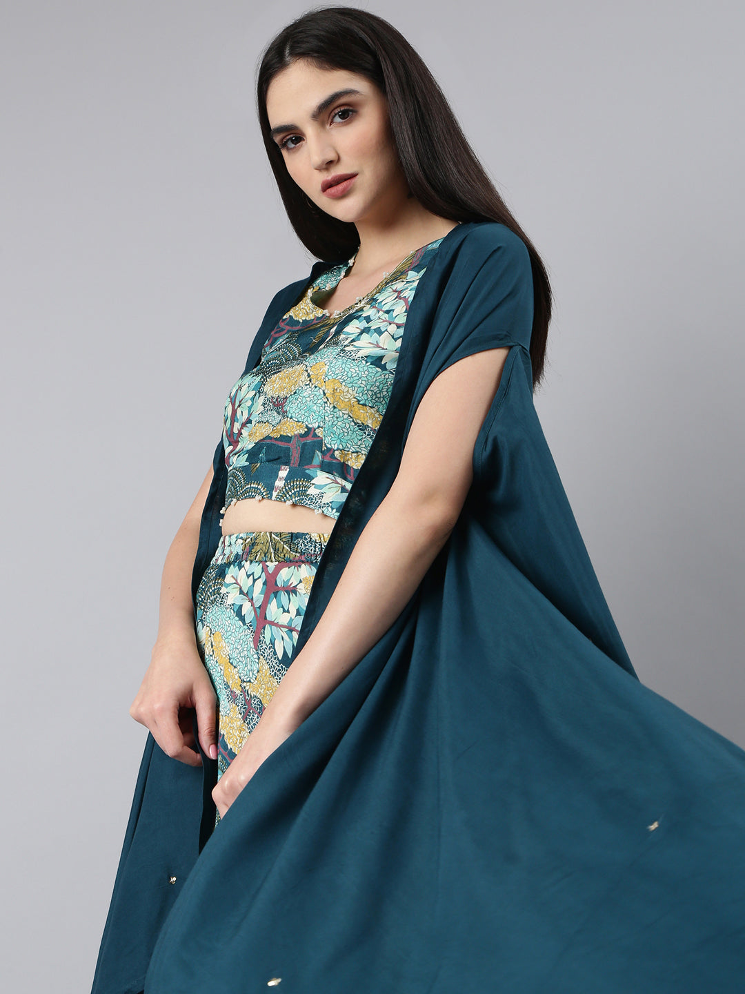 Women Teal Printed Co-Ords