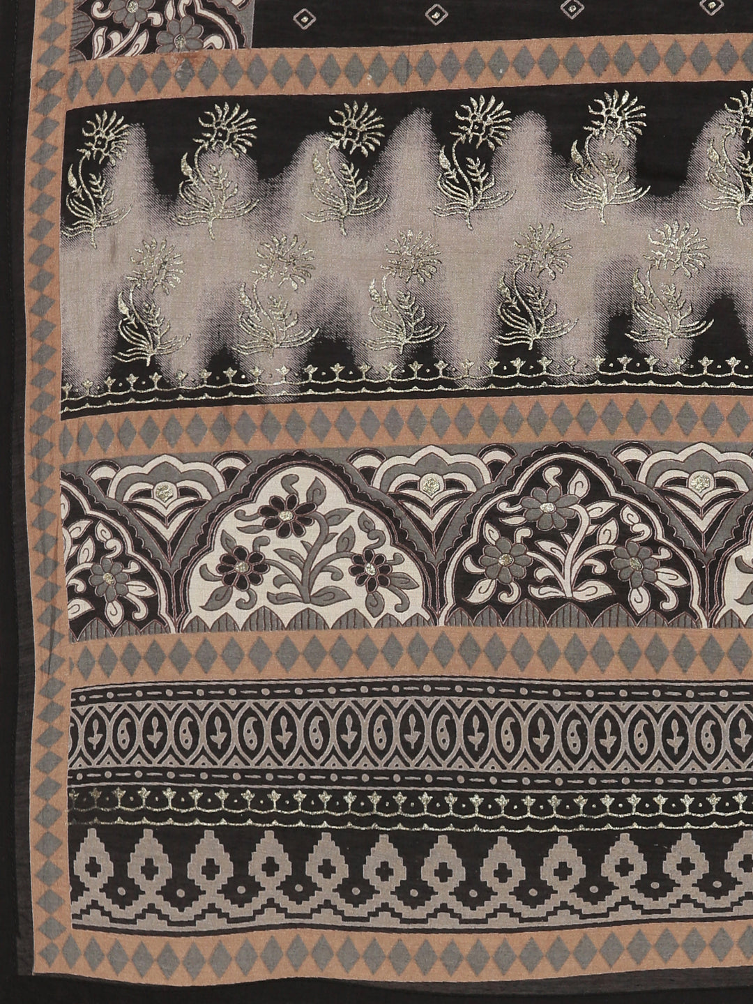 Women's Anarkali Black Solid Kurta and Trousers Set Comes With Dupatta