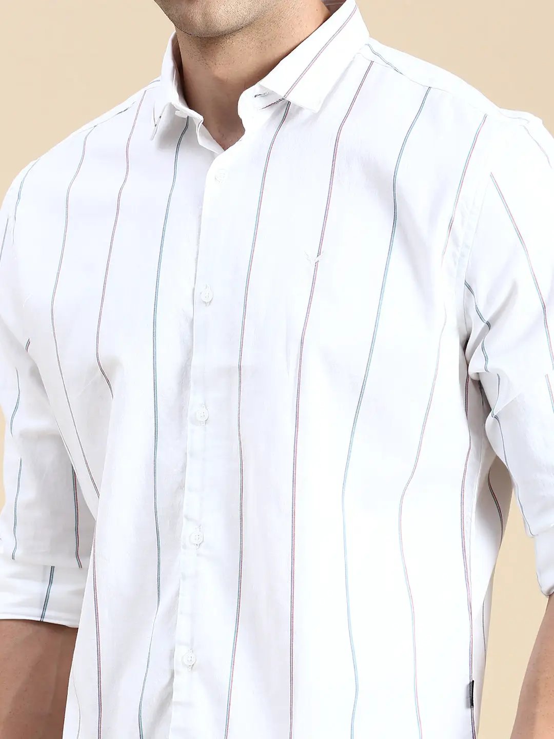 Men's White Striped Casual Shirt