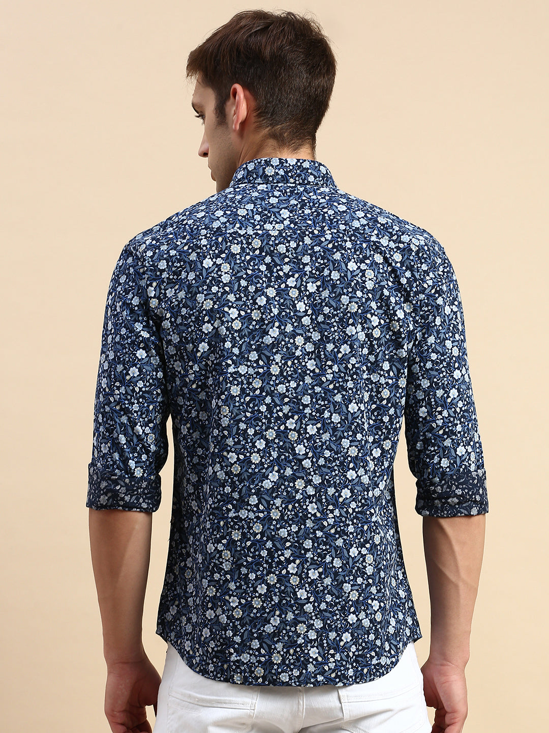 Men's Navy Printed Casual Shirt