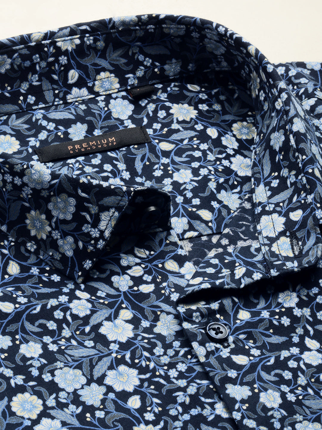 Men's Navy Printed Casual Shirt