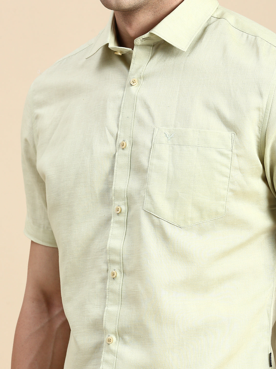 Men Green Solid Casual Shirt