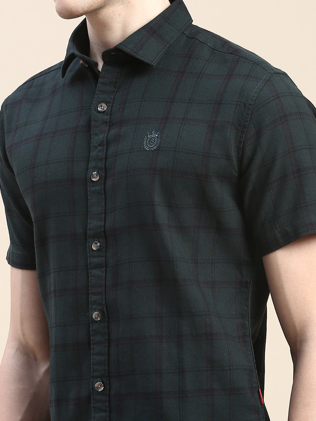 Men Green Checked Casual Shirt