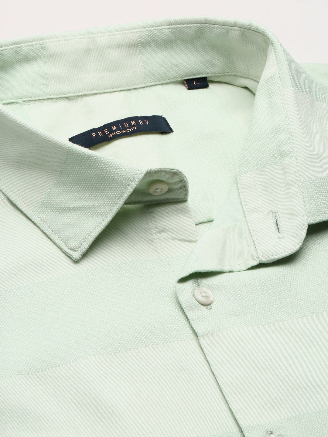 Men Sea Green Spread Collar Solid Shirt