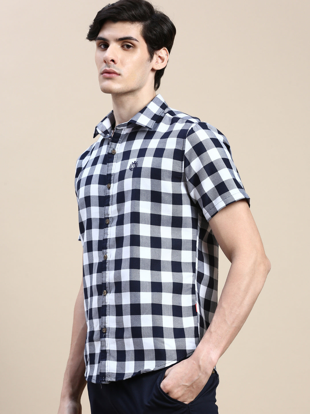 Men White Checked Casual Shirt