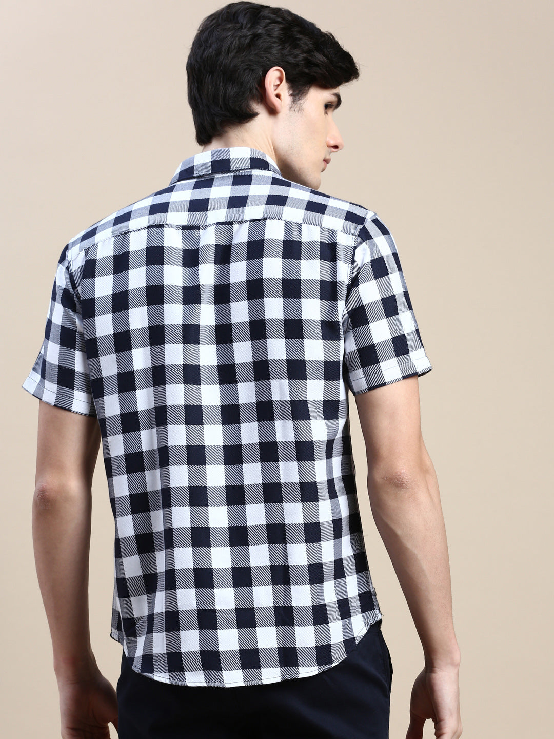 Men White Checked Casual Shirt