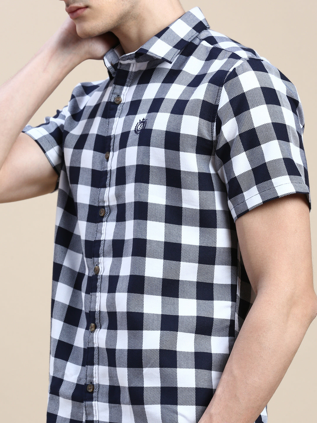 Men White Checked Casual Shirt