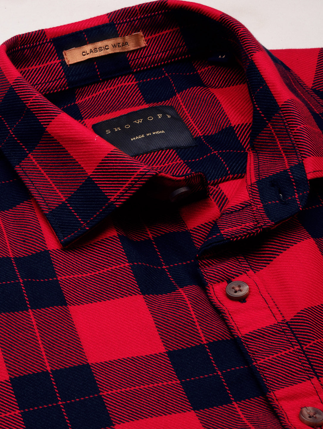 Men Red Checked Casual Shirt