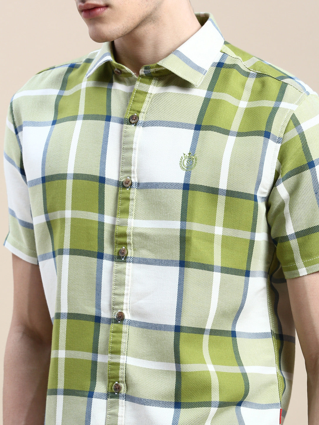 Men Green Checked Casual Shirt