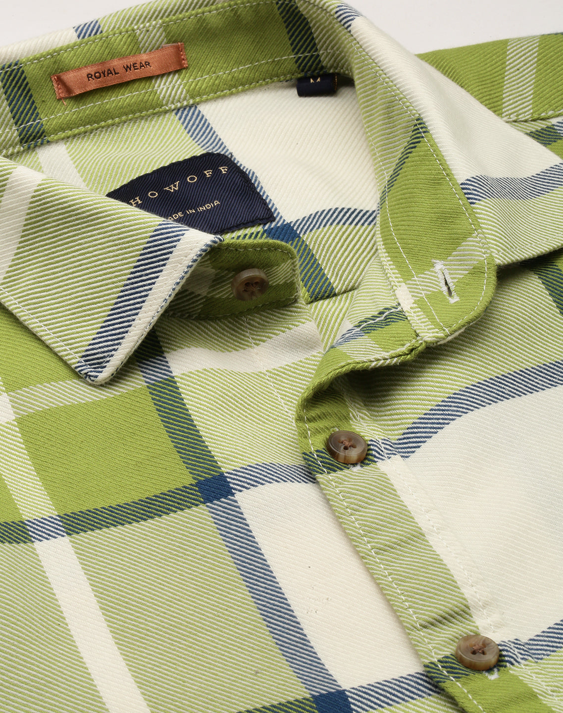 Men Green Checked Casual Shirt