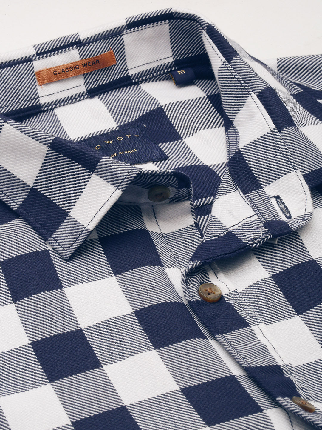 Men White Checked Casual Shirt