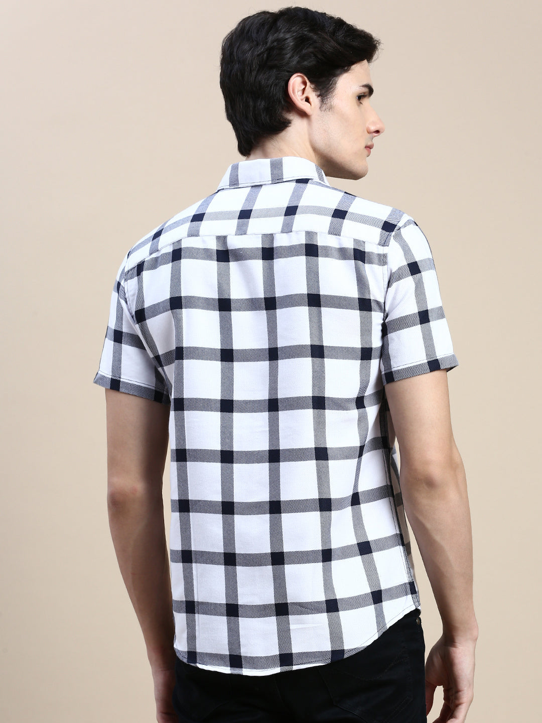 Men White Checked Casual Shirt