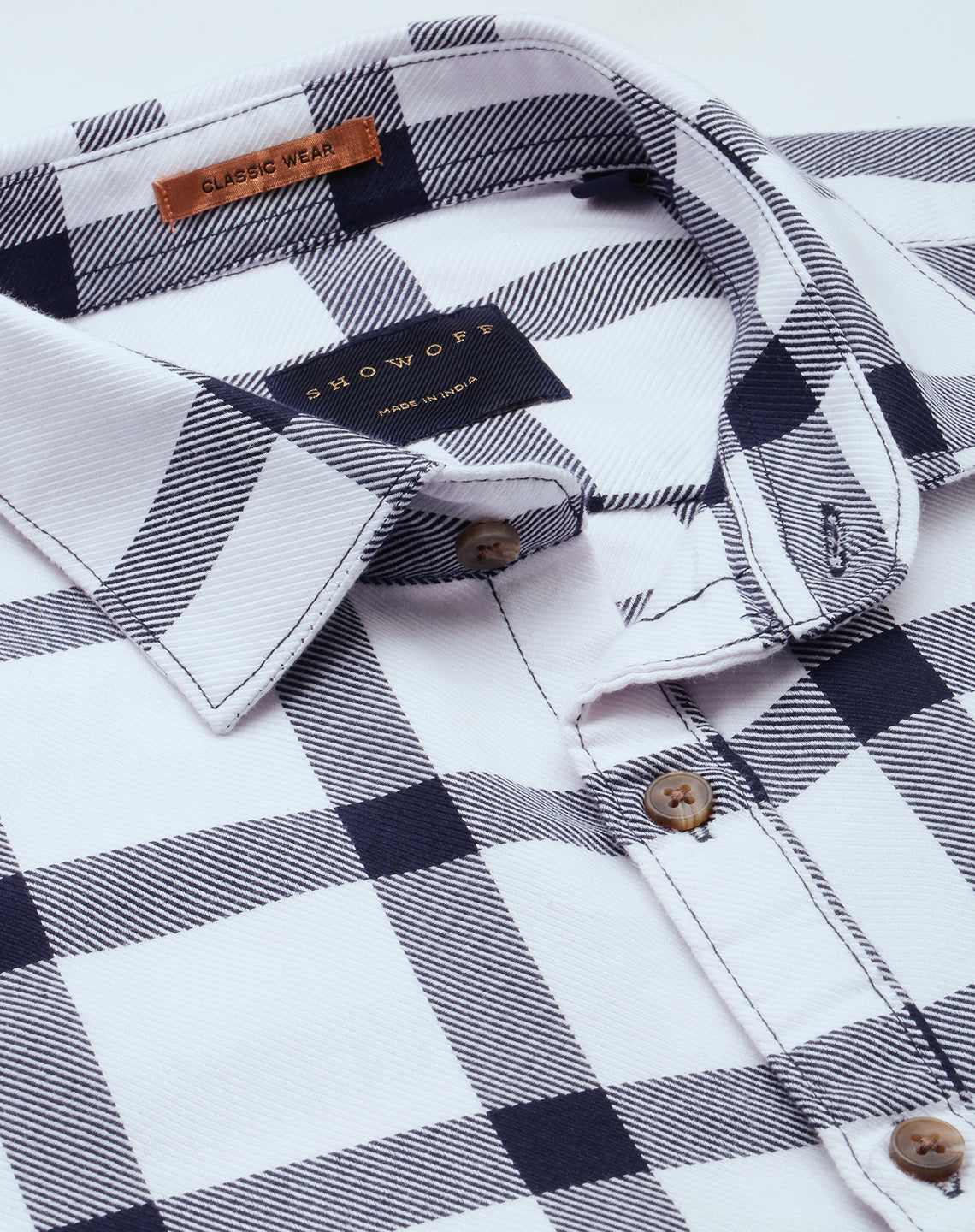 Men White Checked Casual Shirt