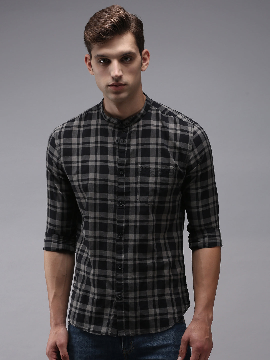 Men Black Checked Casual Shirt