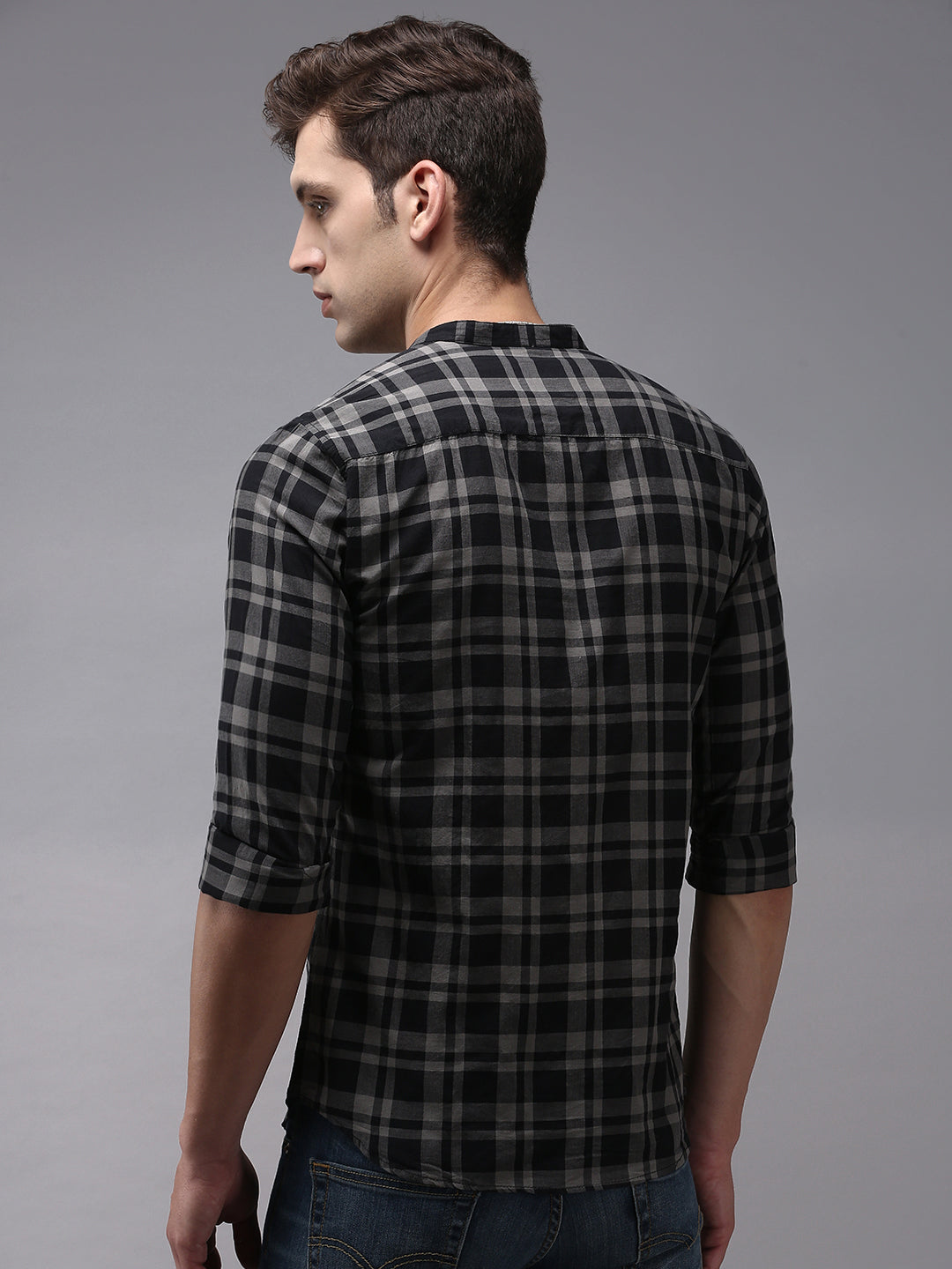 Men Black Checked Casual Shirt