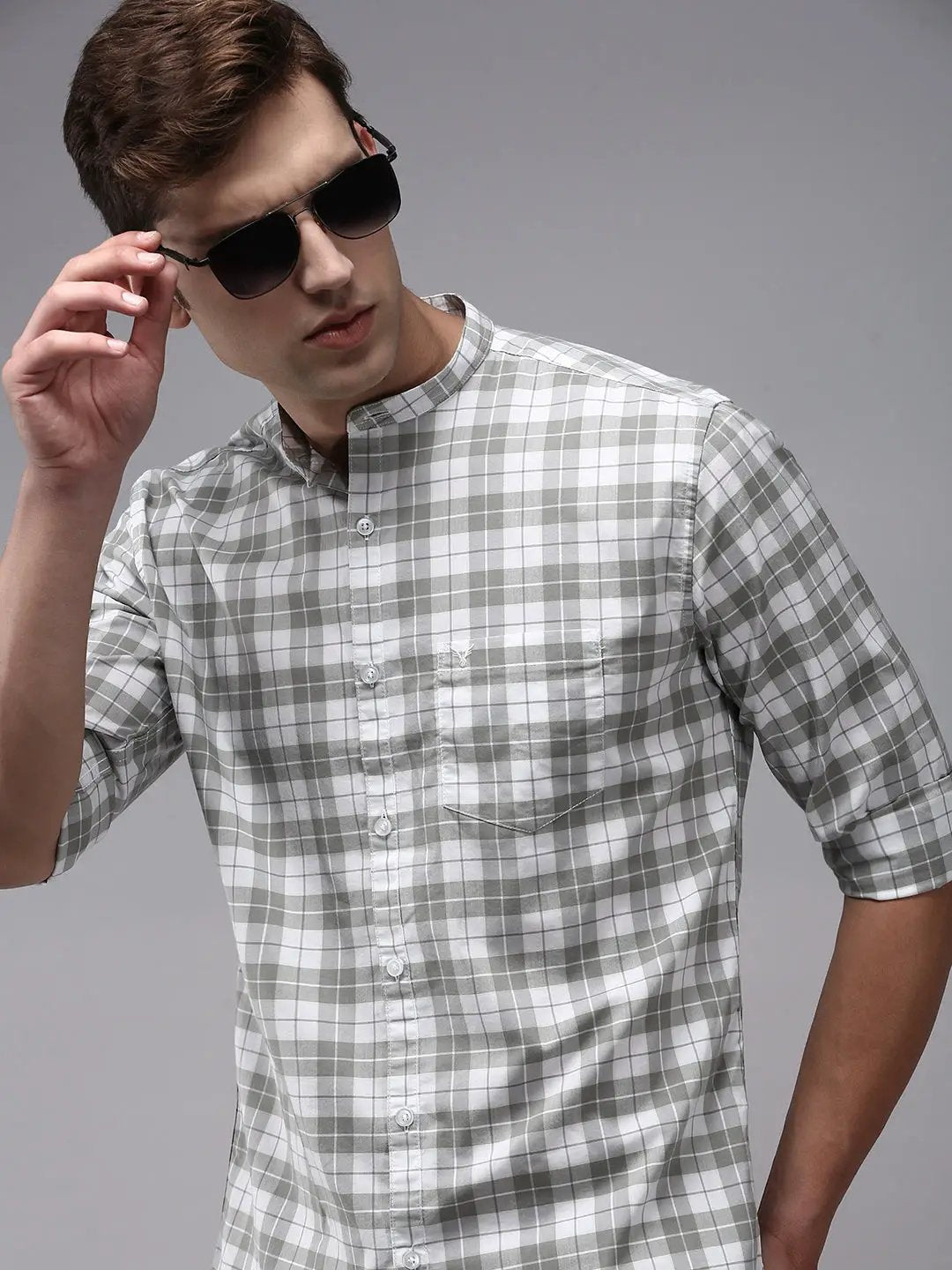 Men's White Checked Casual Shirt
