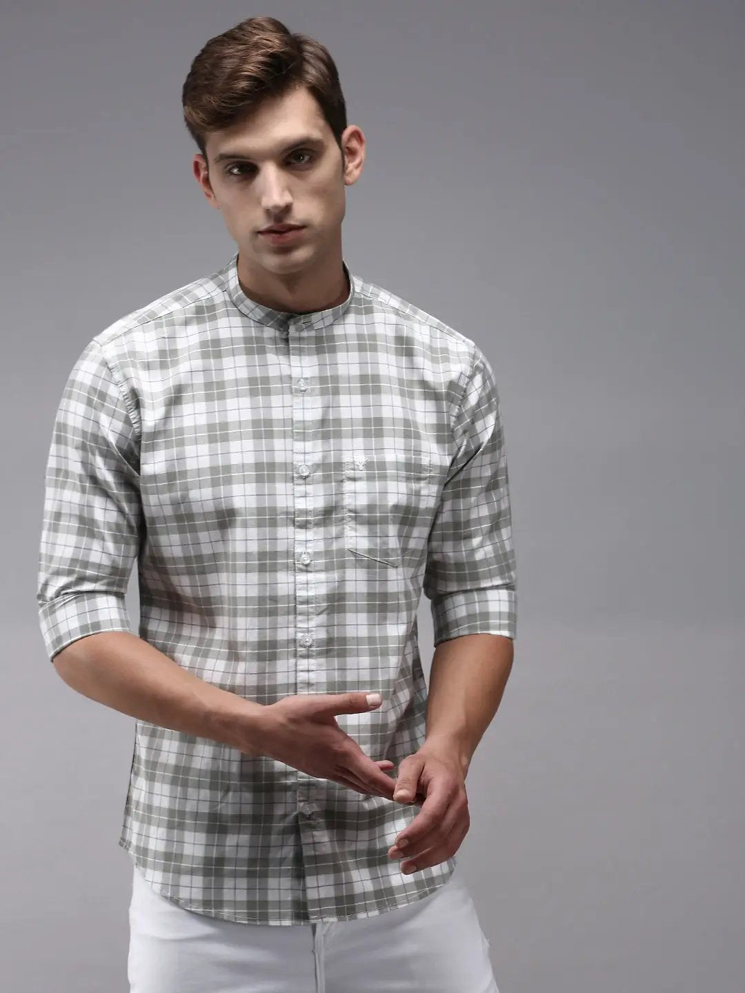 Men's White Checked Casual Shirt