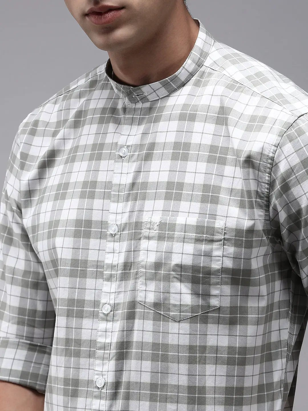 Men's White Checked Casual Shirt