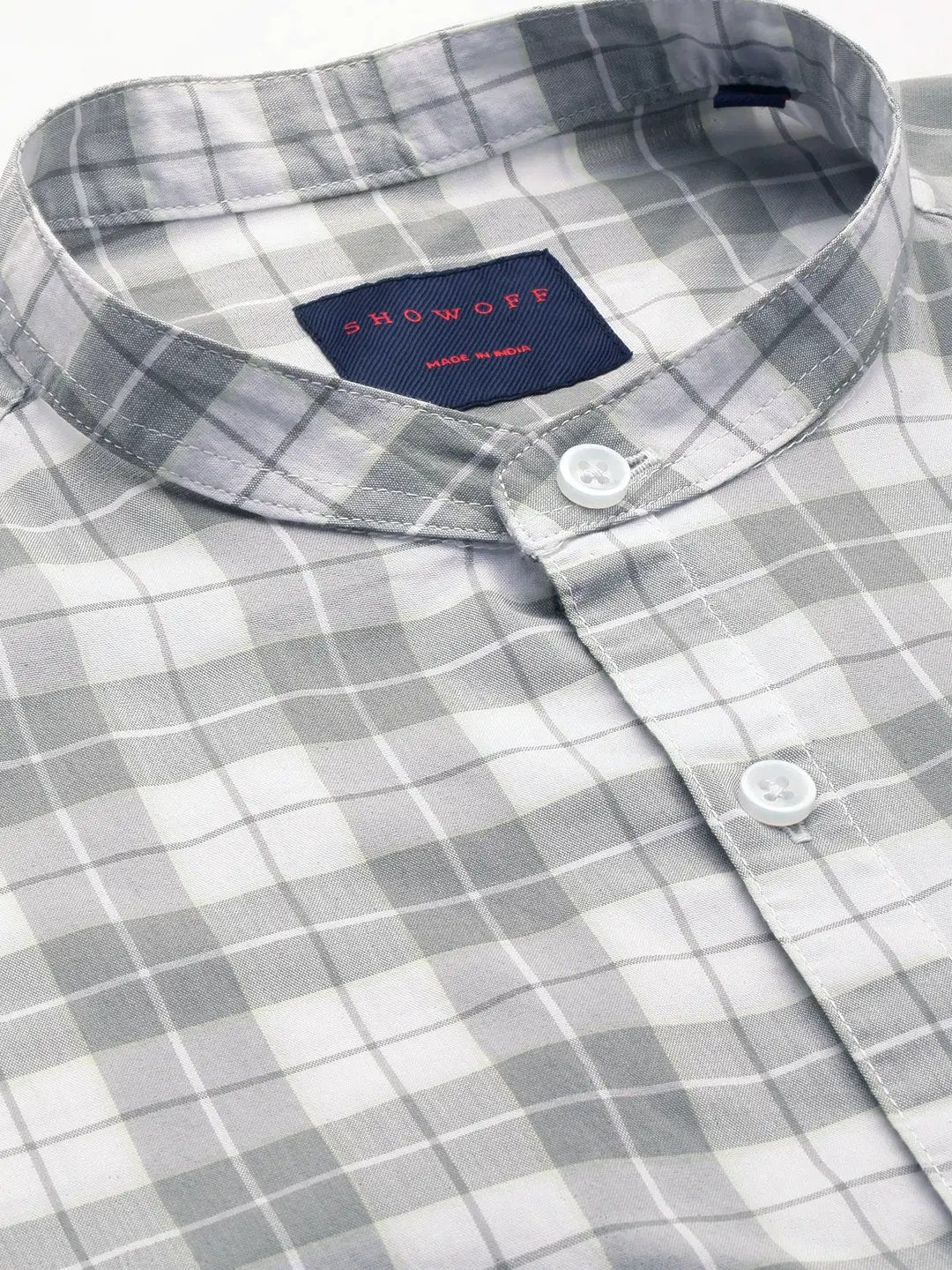 Men's White Checked Casual Shirt