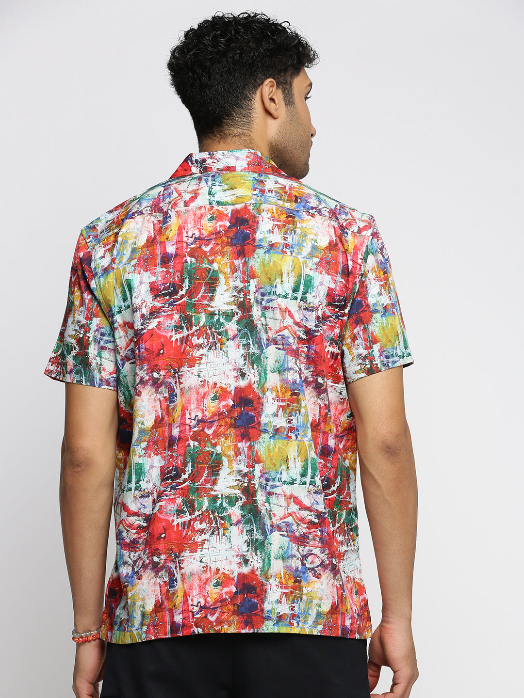 Men's Coral Abstract Printed Premium Cotton Casual Shirt