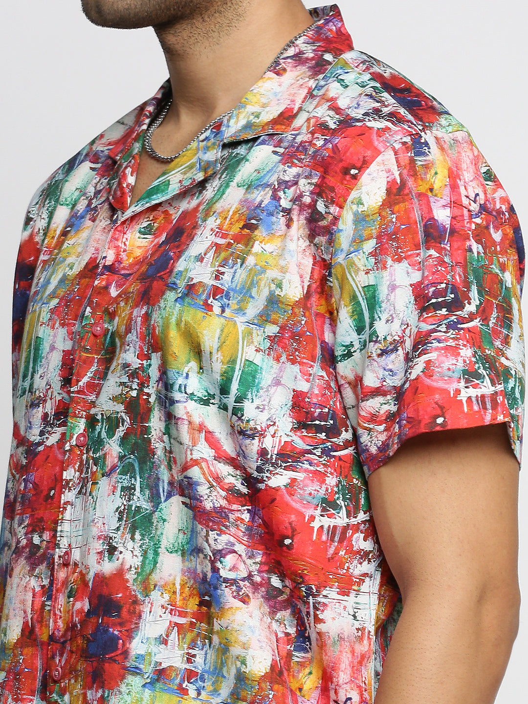 Men's Coral Abstract Printed Premium Cotton Casual Shirt