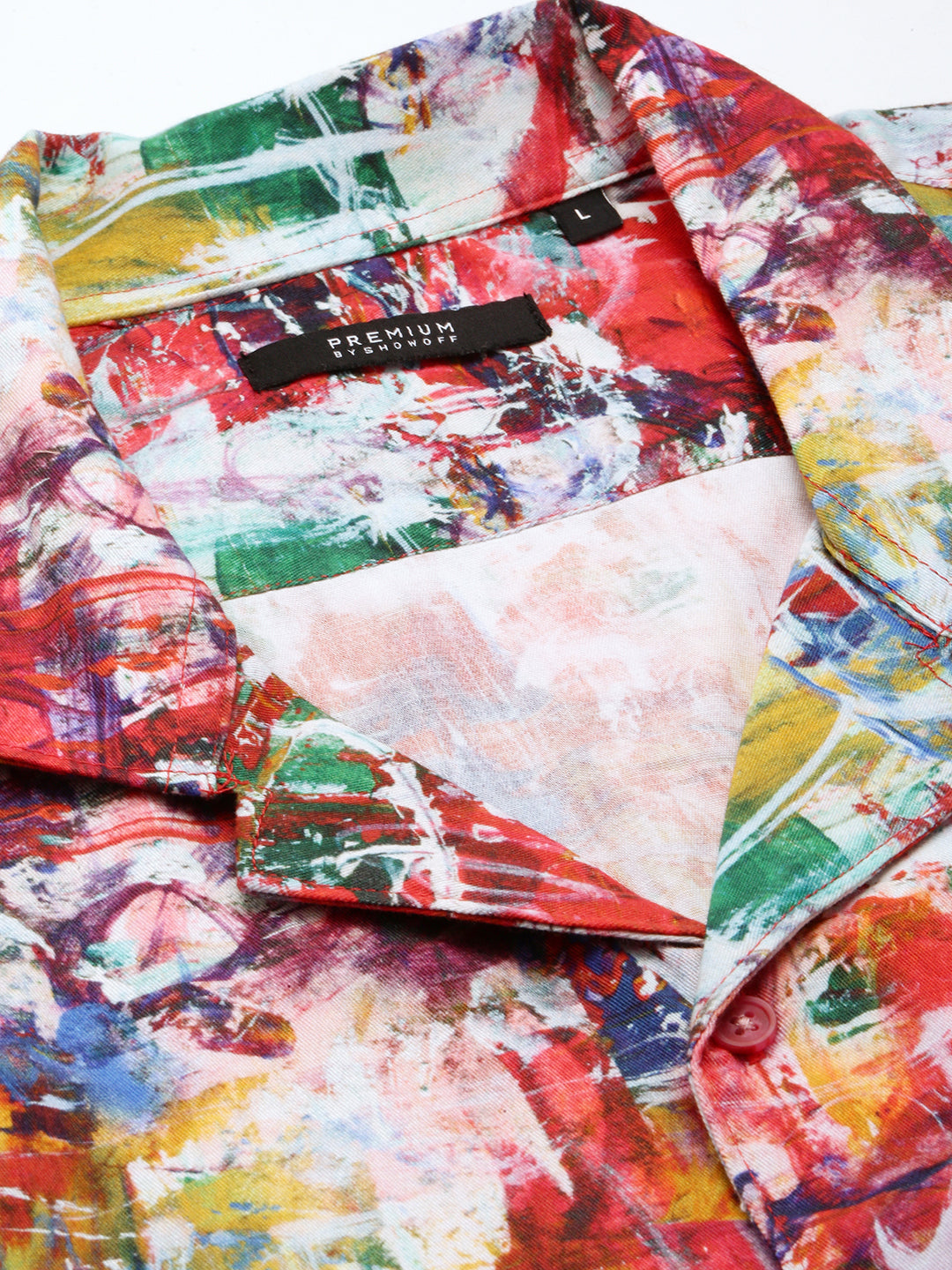 Men's Coral Abstract Printed Premium Cotton Casual Shirt