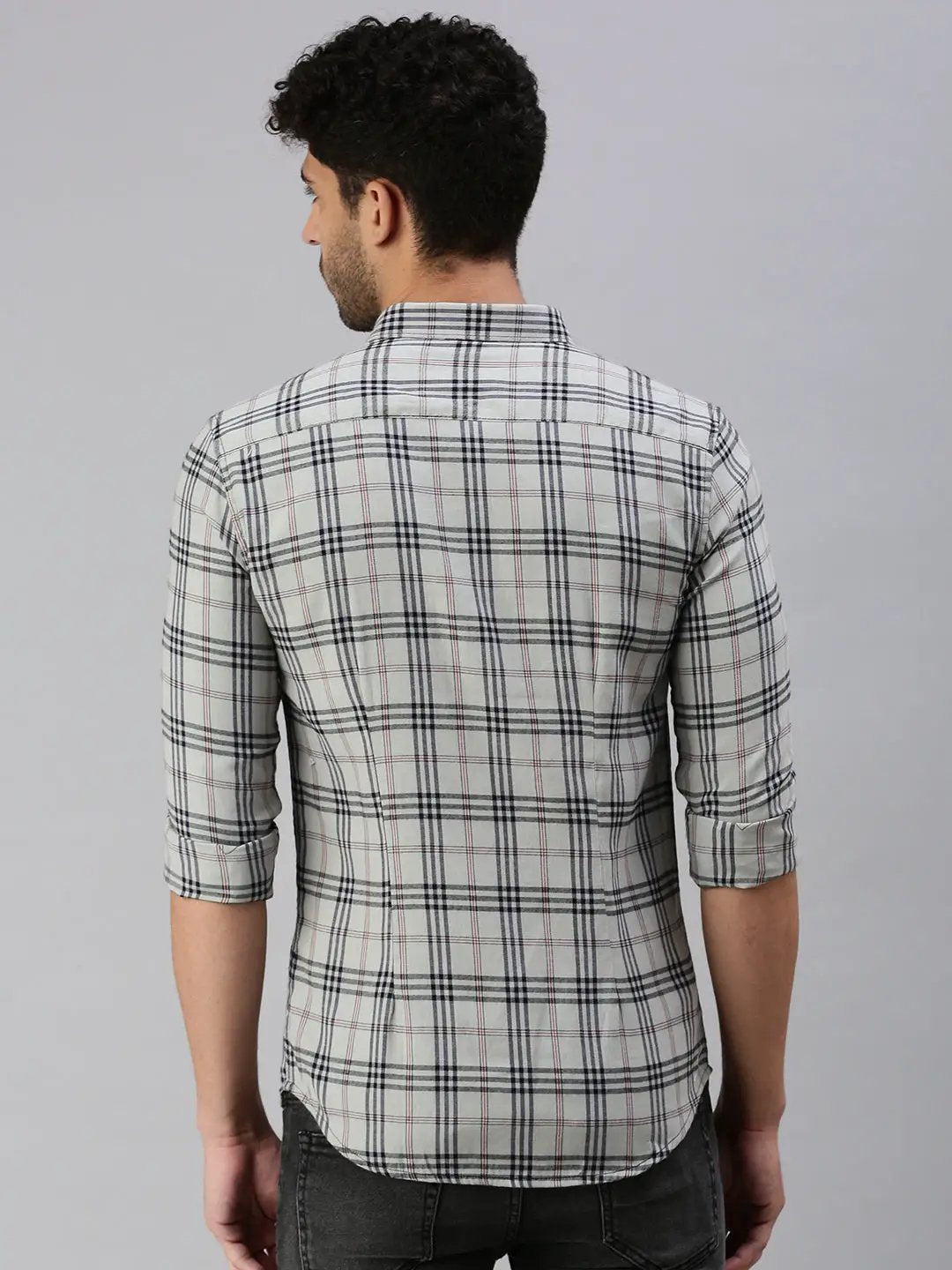 Men's Grey Checked Casual Shirt