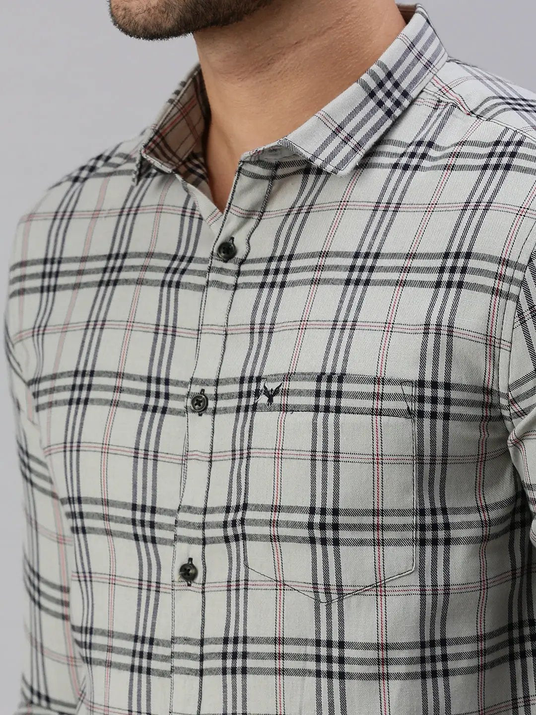 Men's Grey Checked Casual Shirt