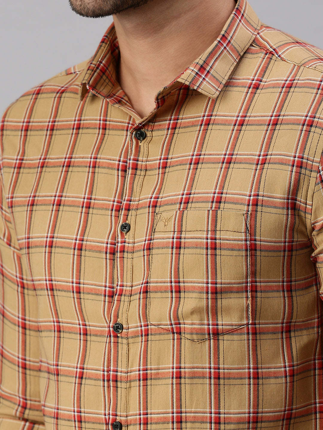 Men Brown Checked Casual Shirt