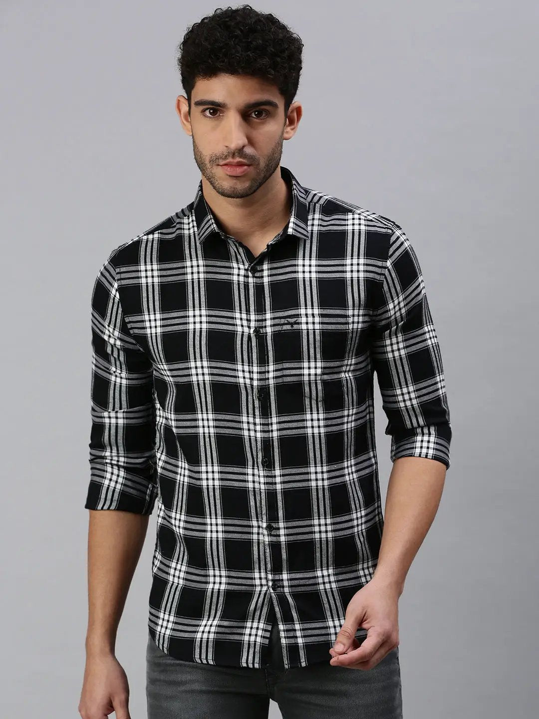Men's Black Checked Casual Shirt