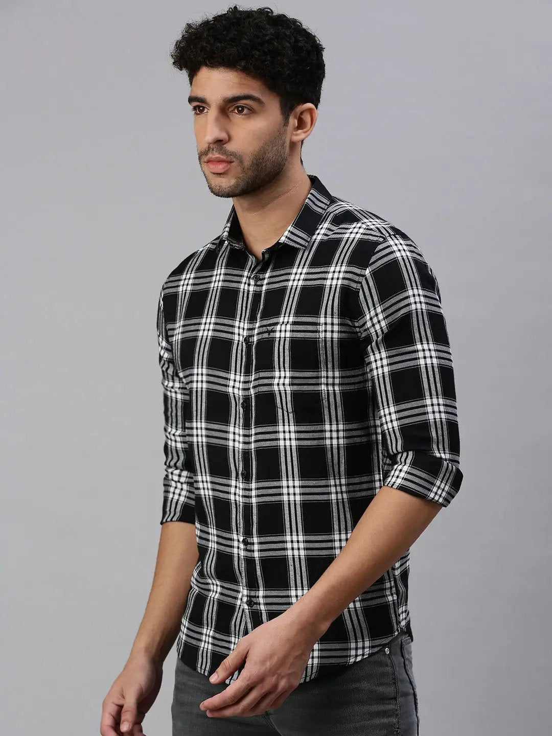 Men's Black Checked Casual Shirt