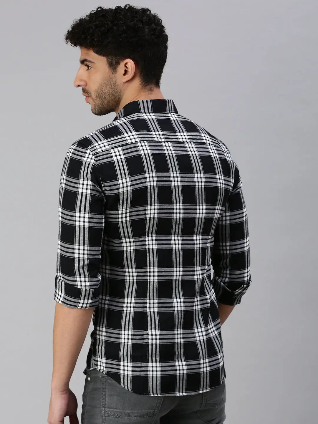 Men's Black Checked Casual Shirt