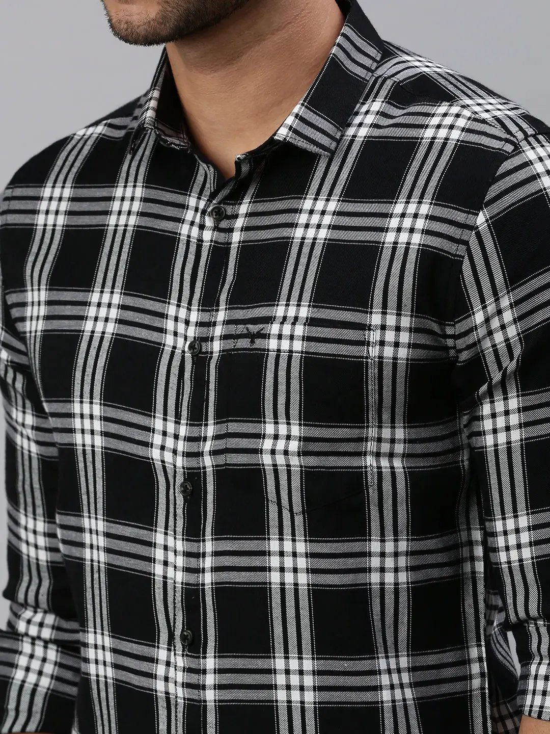 Men's Black Checked Casual Shirt