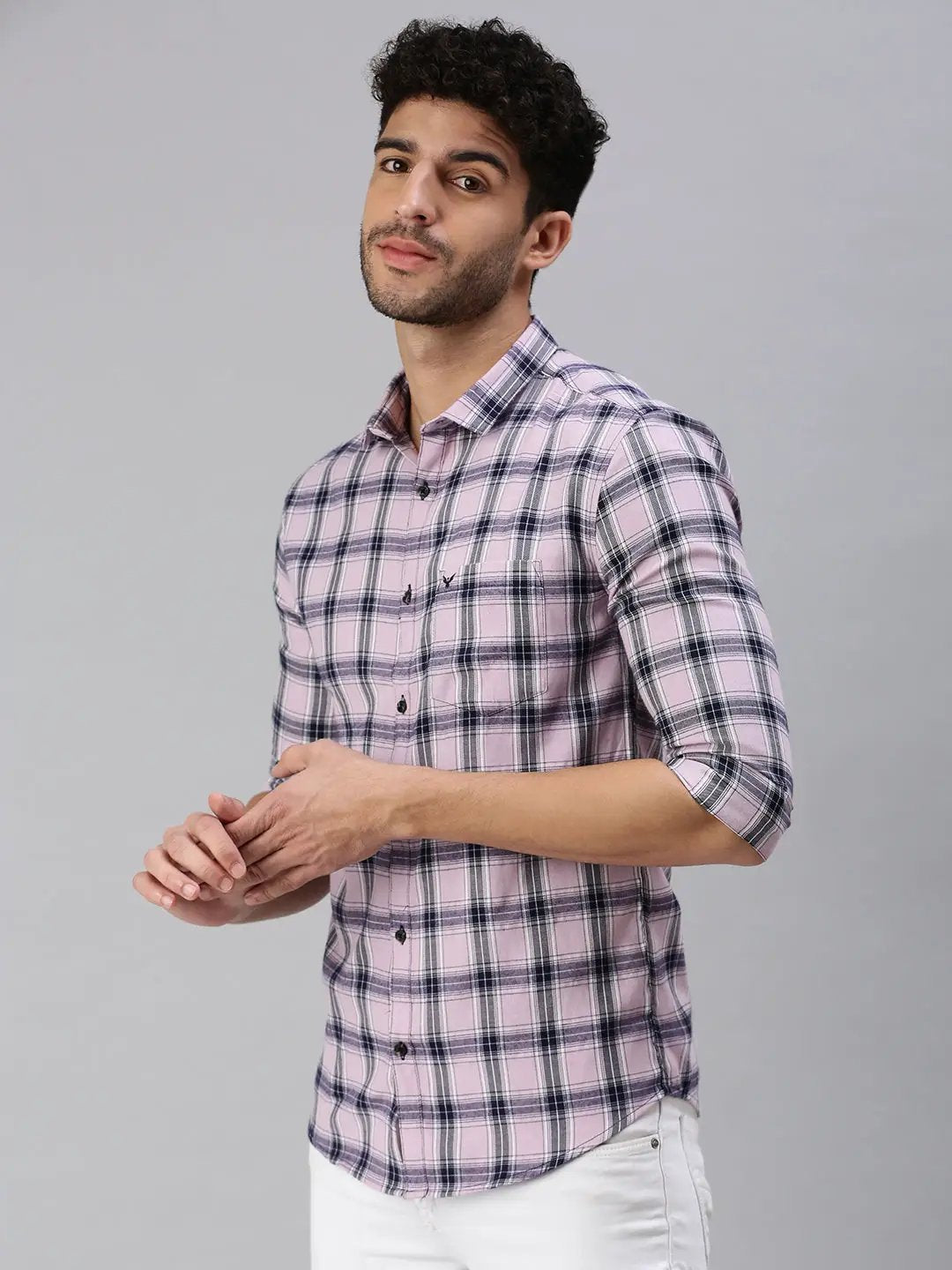 Men's Lavender Checked Casual Shirt