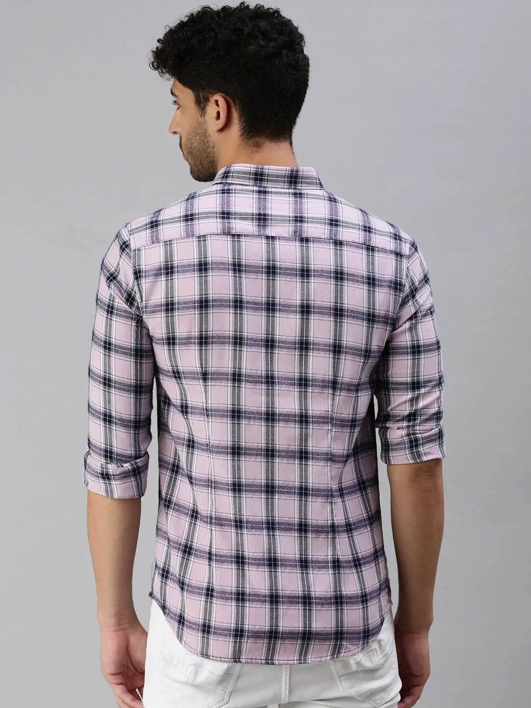 Men's Lavender Checked Casual Shirt