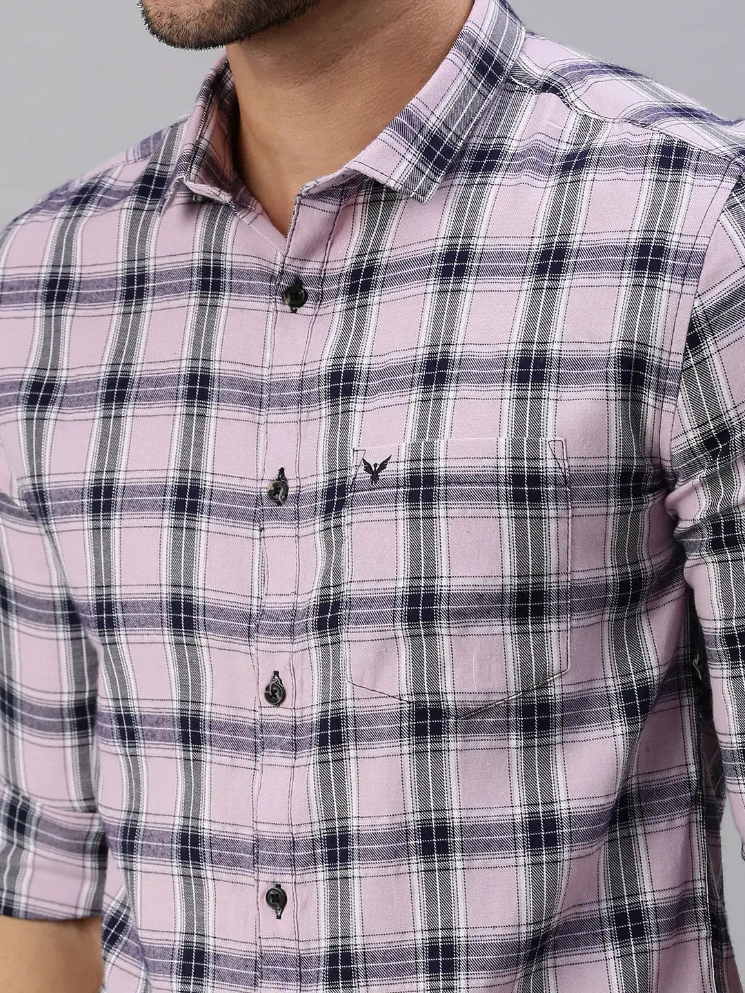 Men's Lavender Checked Casual Shirt