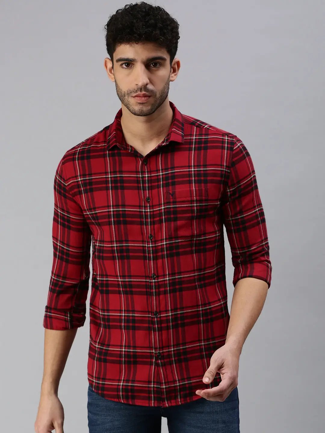 Men's Red Gingham Checks Shirt