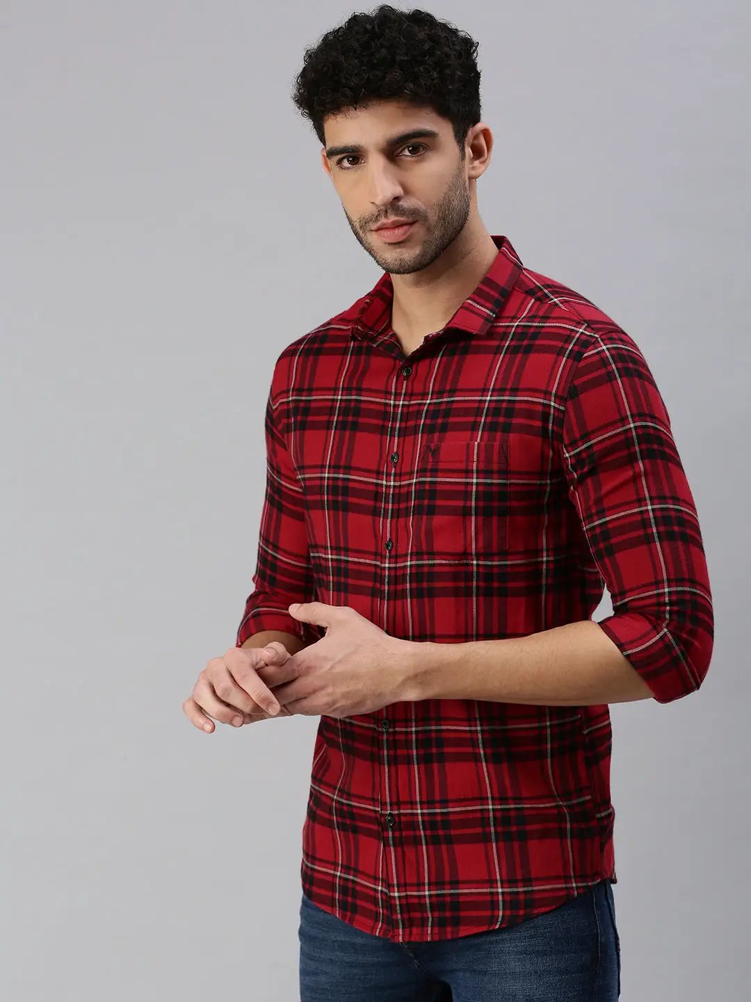 Men's Red Gingham Checks Shirt