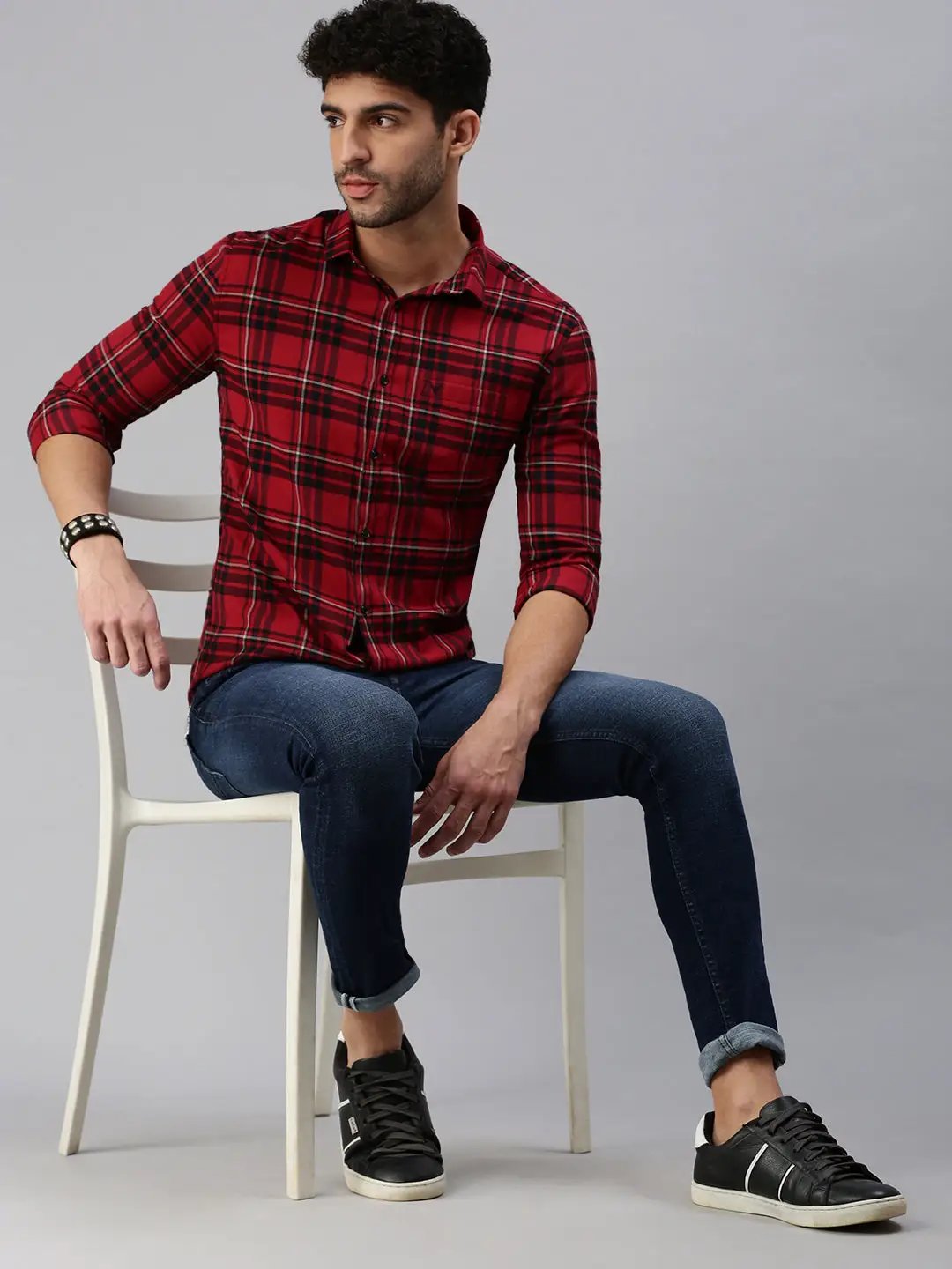 Men's Red Gingham Checks Shirt