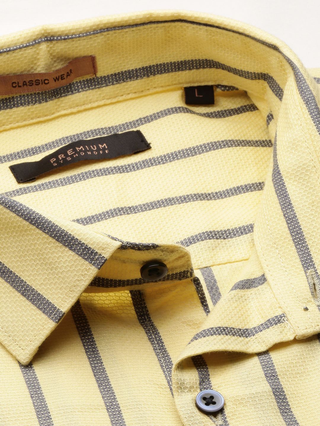 Men Yellow Striped Casual Casual Shirts