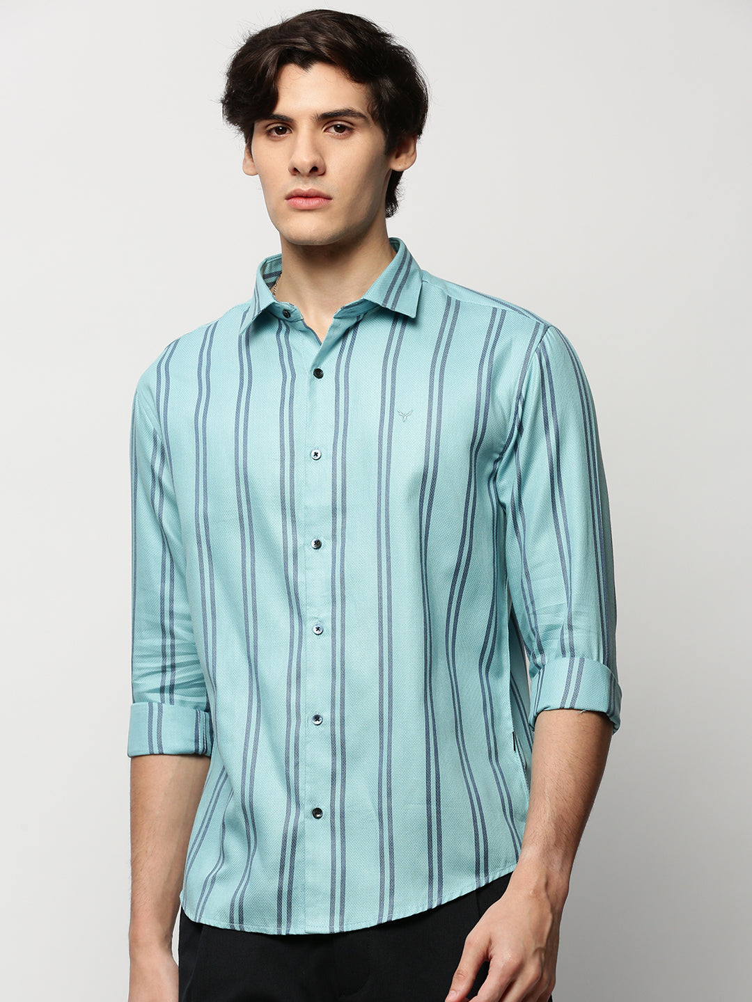 Men Blue Striped Casual Casual Shirts